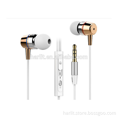 Universal TPE Wired Stereo Metal Earbuds With Mic For IOS Android System